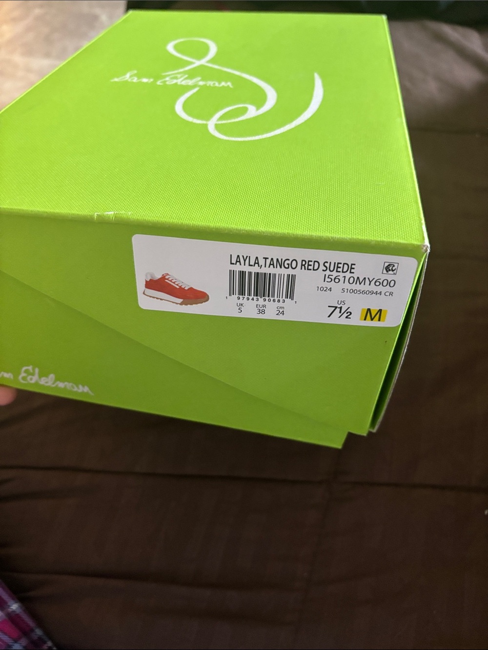 Red Suede Low-Top Sneakers with White Trim - Picture 6 of 6